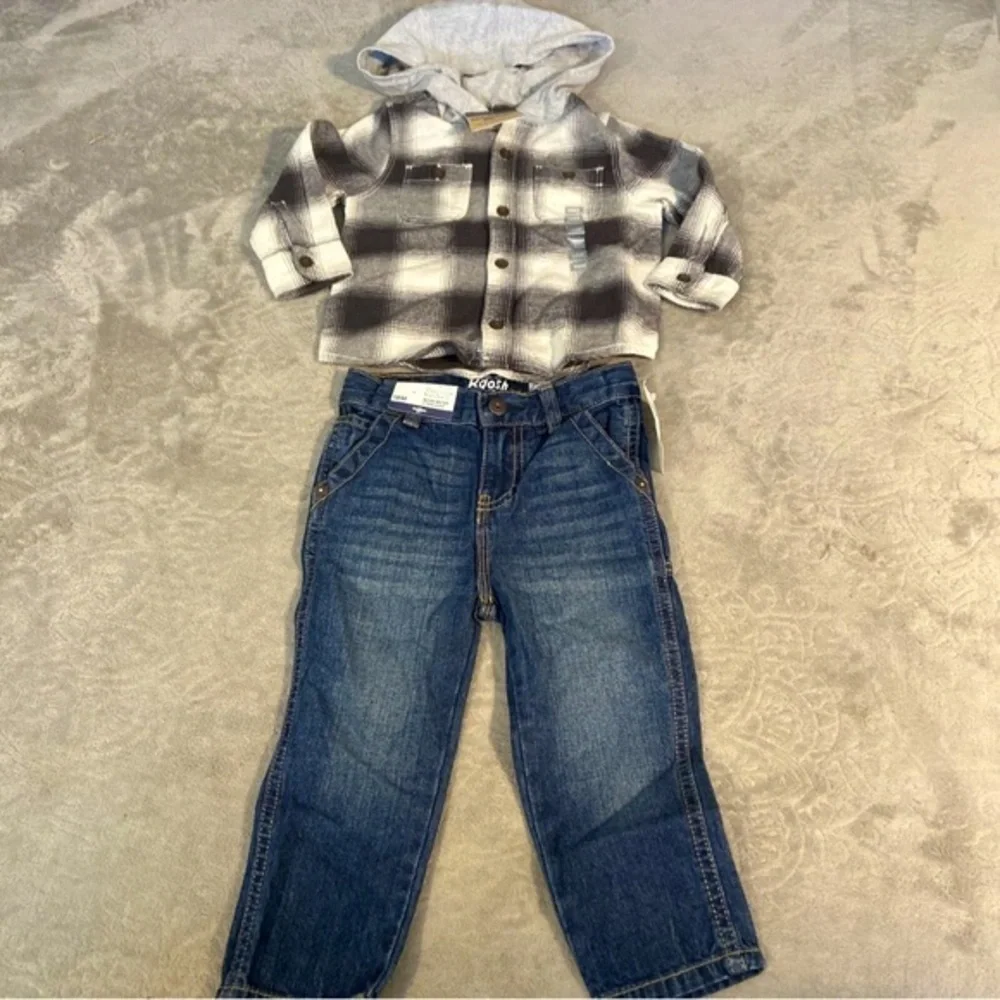 Boys Oshkosh outfit 18M NWT jeans hoodie